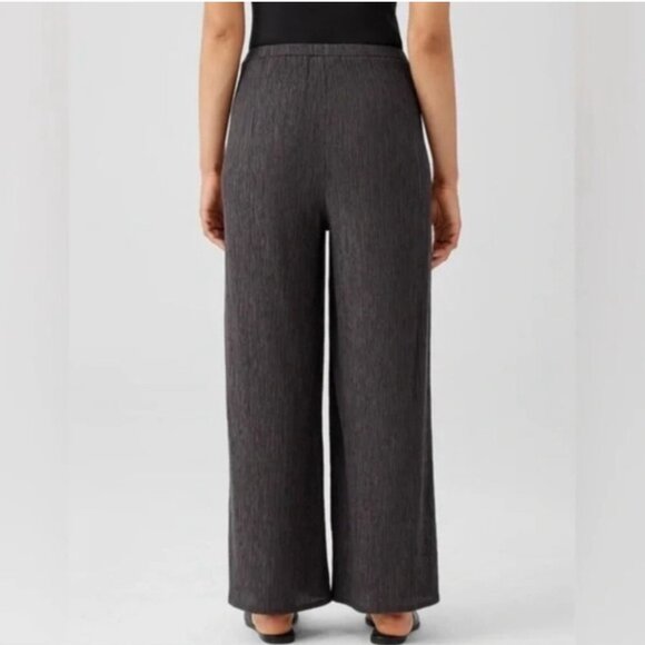 Eileen Fisher Plisse Crinkle Pant Wide-Leg Rye Texture Boho Casual  Size XL - Picture 2 of 12